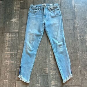 FRAME Womens Size 27 Le High Skinny 5 Pocket Light Wash w/Fringed Raw Edge Cuffs